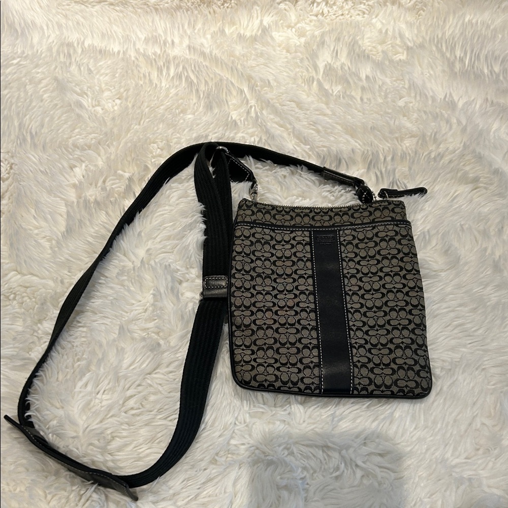 Coach Black and Gray Signature Shoulder Bag